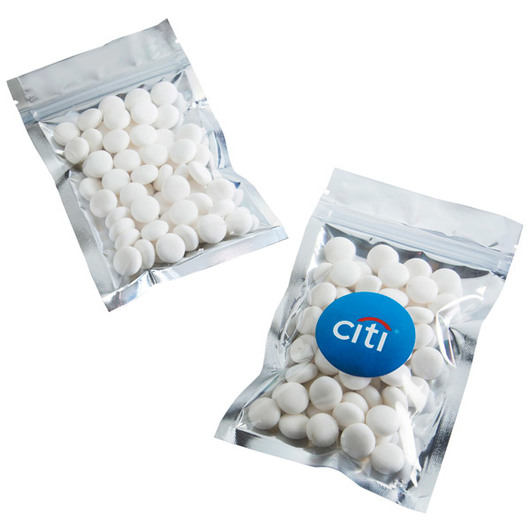 Silver Zip Lock Bag with Mints 50G